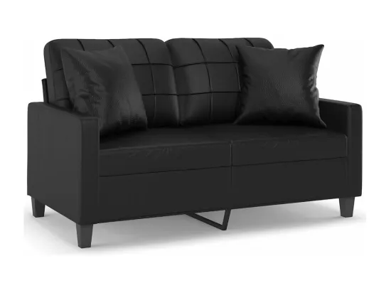 Canapé 2 places avec oreillers décoratifs noir 120cm similicuir