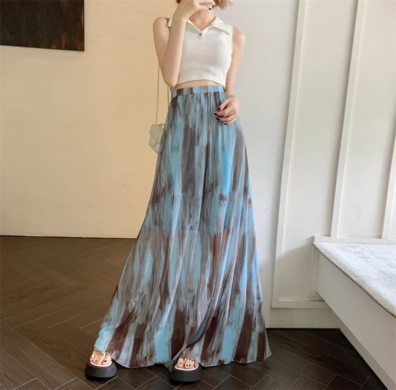 Cossita - Maxi A-lijn rok met elastische taille en tie-dye