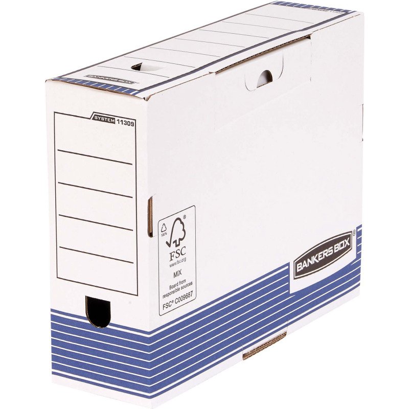 Boîte archives carton automatique Bankers Box by Fellowes - Dos 10 cm - Bleue