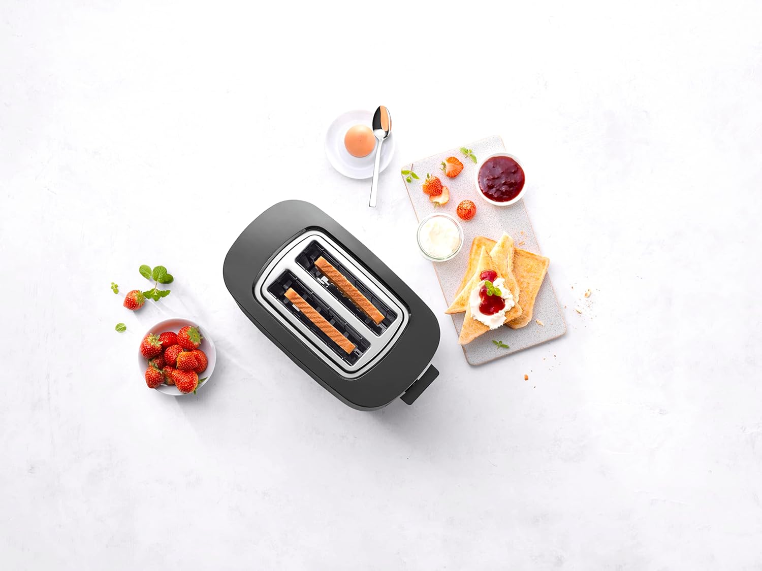 ZWILLING ENFINIGY Toaster mit 3 Automatikprogrammen, 7 Bräunungsgraden und Abschaltfunktion, 2 Schlitze kurz für 2 Scheiben, Stahl, Kunststoff, Schwarz (ohne Brötchenaufsatz)
