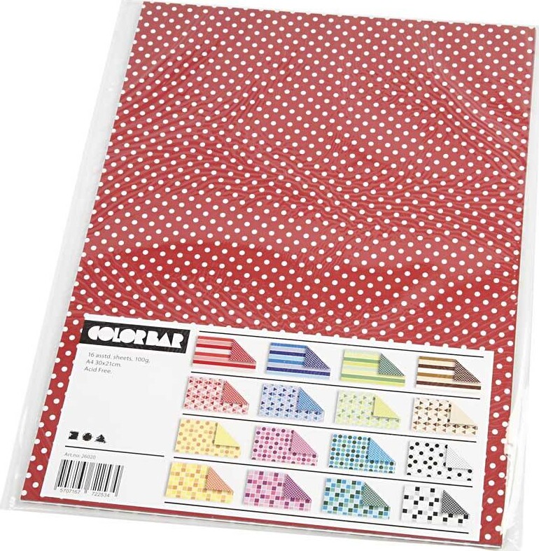 Color Bar Rivepapir - A4 - 210X297 MM - 100 G - 16 Assorterede Ark