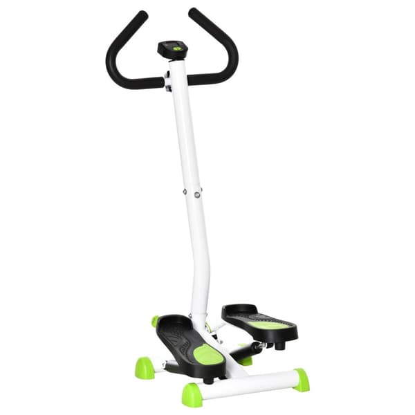 Stepper Fitness Swing Stepper med LCD-skjerm og håndtak Hjemmetrener for hjemmet opptil 100 kg Stål ABS Grønn 55 x 44 x 108 cm