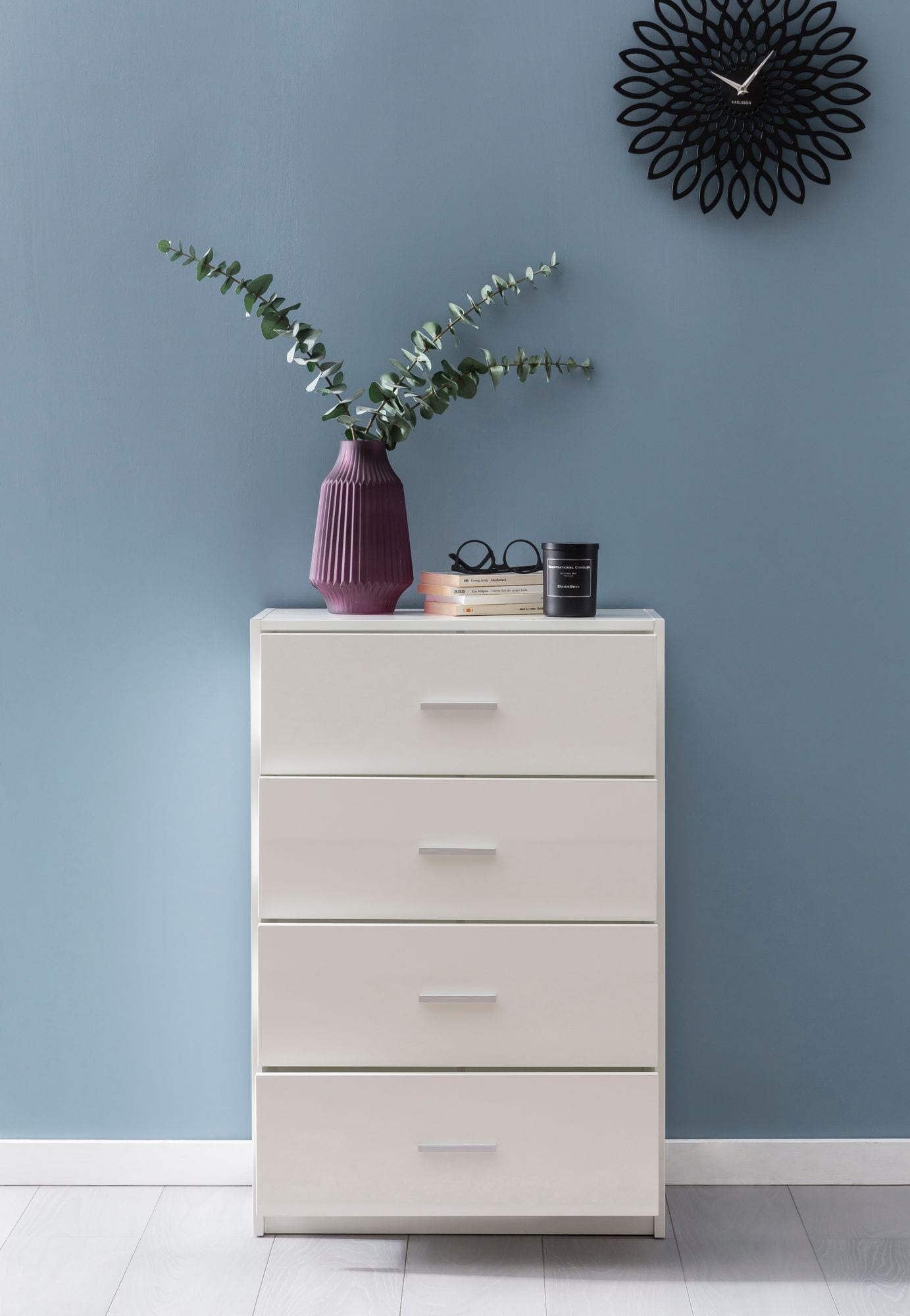 KADIMA DESIGN Hochglanz Sideboard, 4 Schubladen, modern, zeitlos, vielseitig einsetzbar.