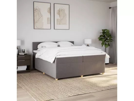 Sommier tapissier avec matelas Taupe 200x200 cm Tissu