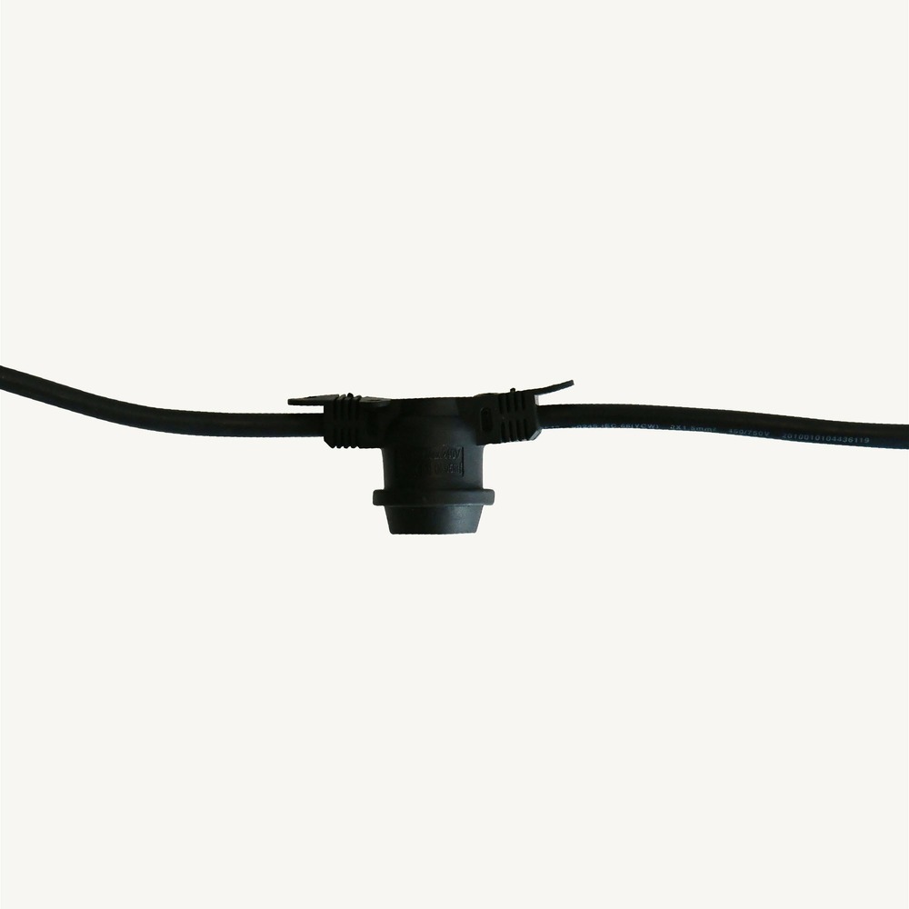 Guirlande guinguette e27 - 5m prolongeable - 10 douilles sans ampoule - câble noir - chromex
