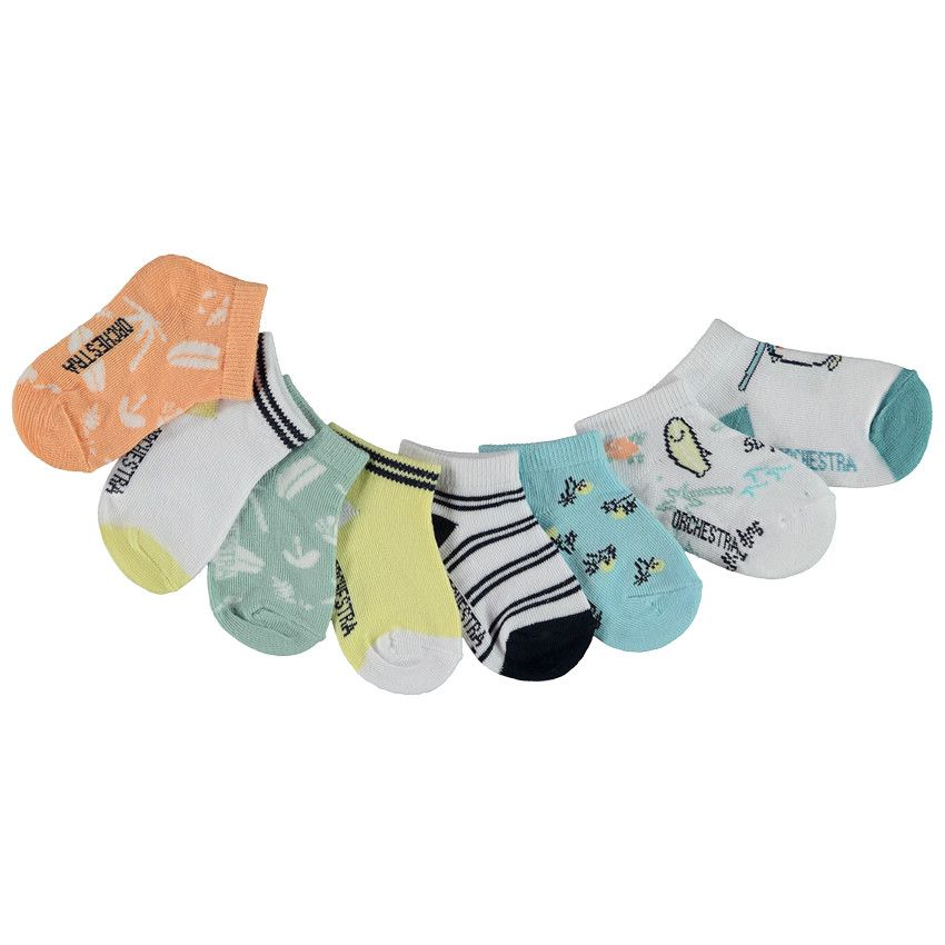 Lot de 8 paires de socquettes fantaisie pour bébé garçon - Blanc
