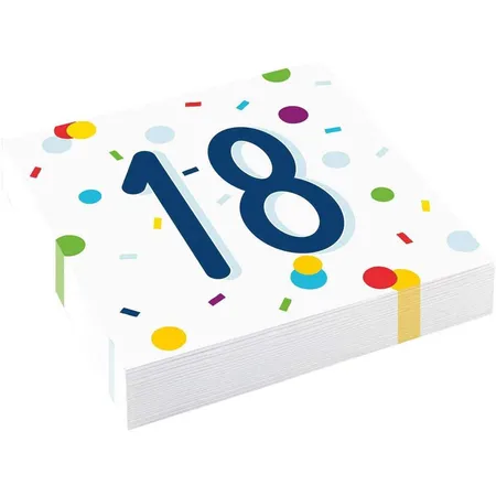 amscan Servietten 18 Confetti Birthday 33x33cm, 20er