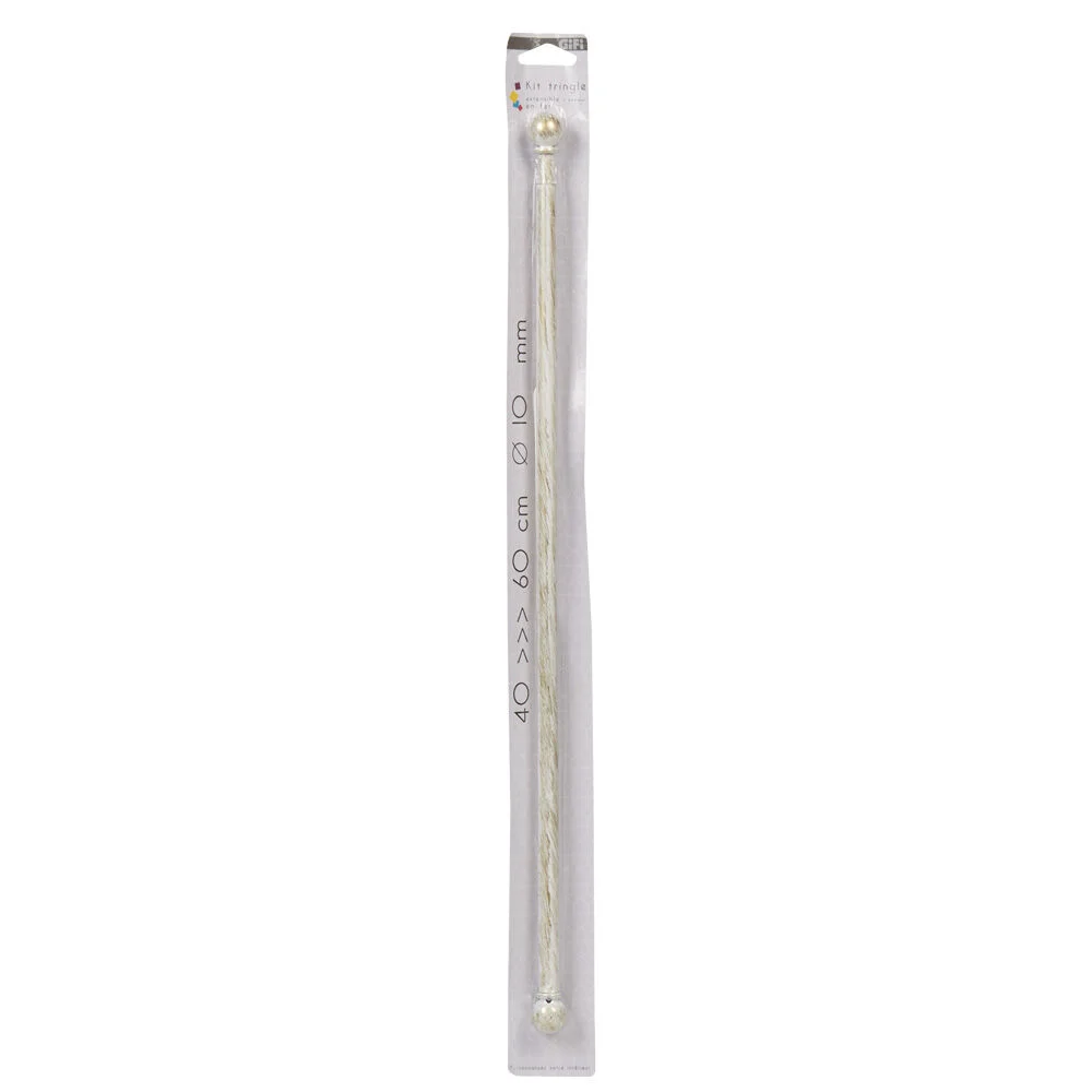 Tringle à vitrage Extensible 40-60 cm embout boule blanc vieilli