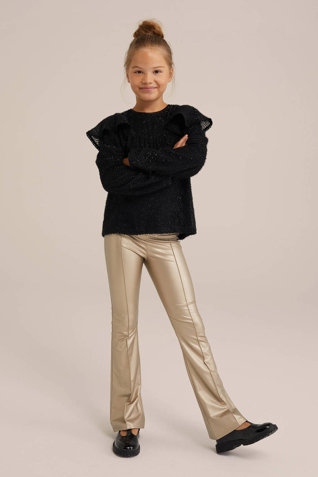 WE Fashion imitatieleren broek goud