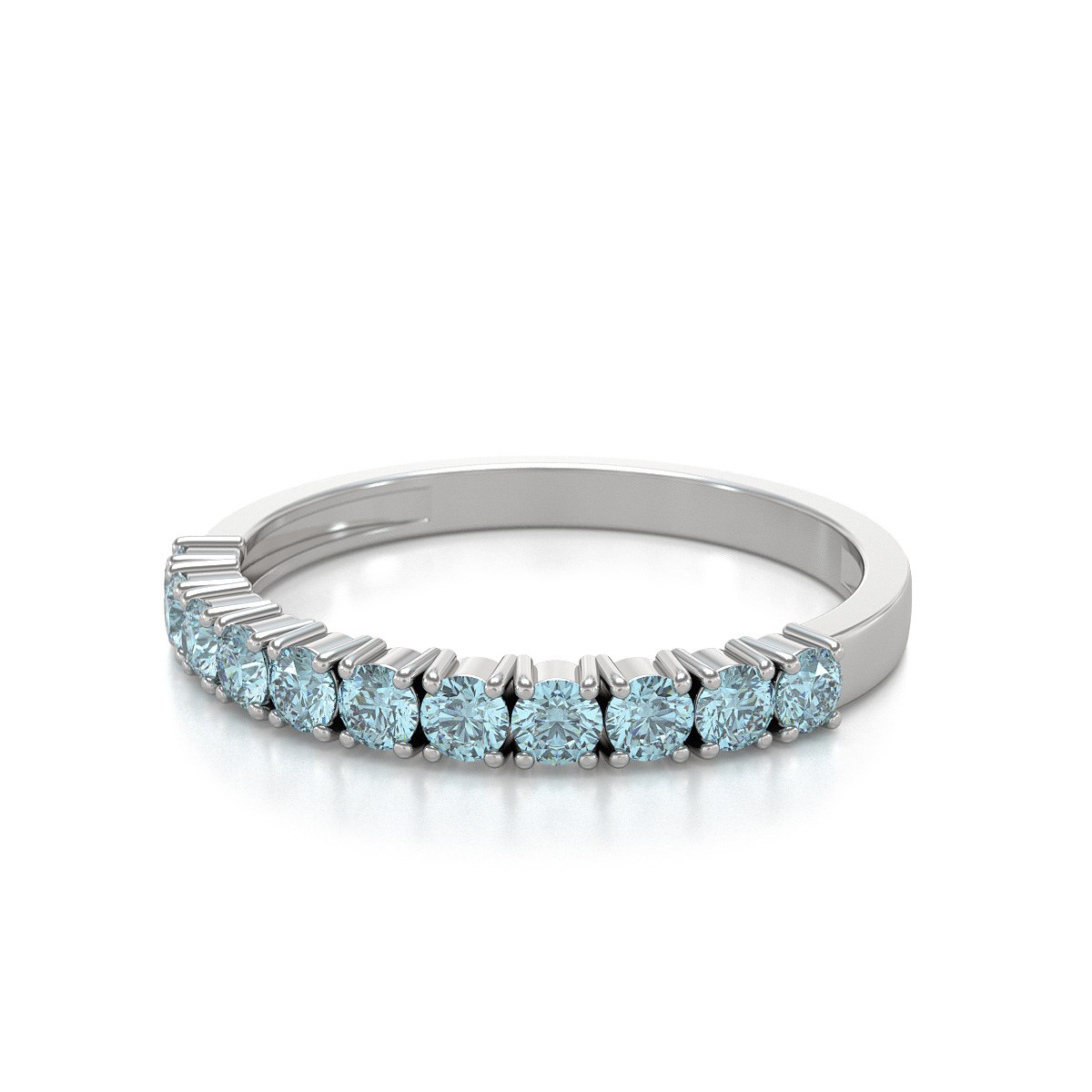 Bague ADEN Or 585 Blanc Aigue-Marine 1.64grs