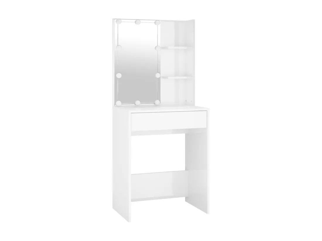 Ensemble de coiffeuse avec LED Blanc brillant Bois d'ingénierie