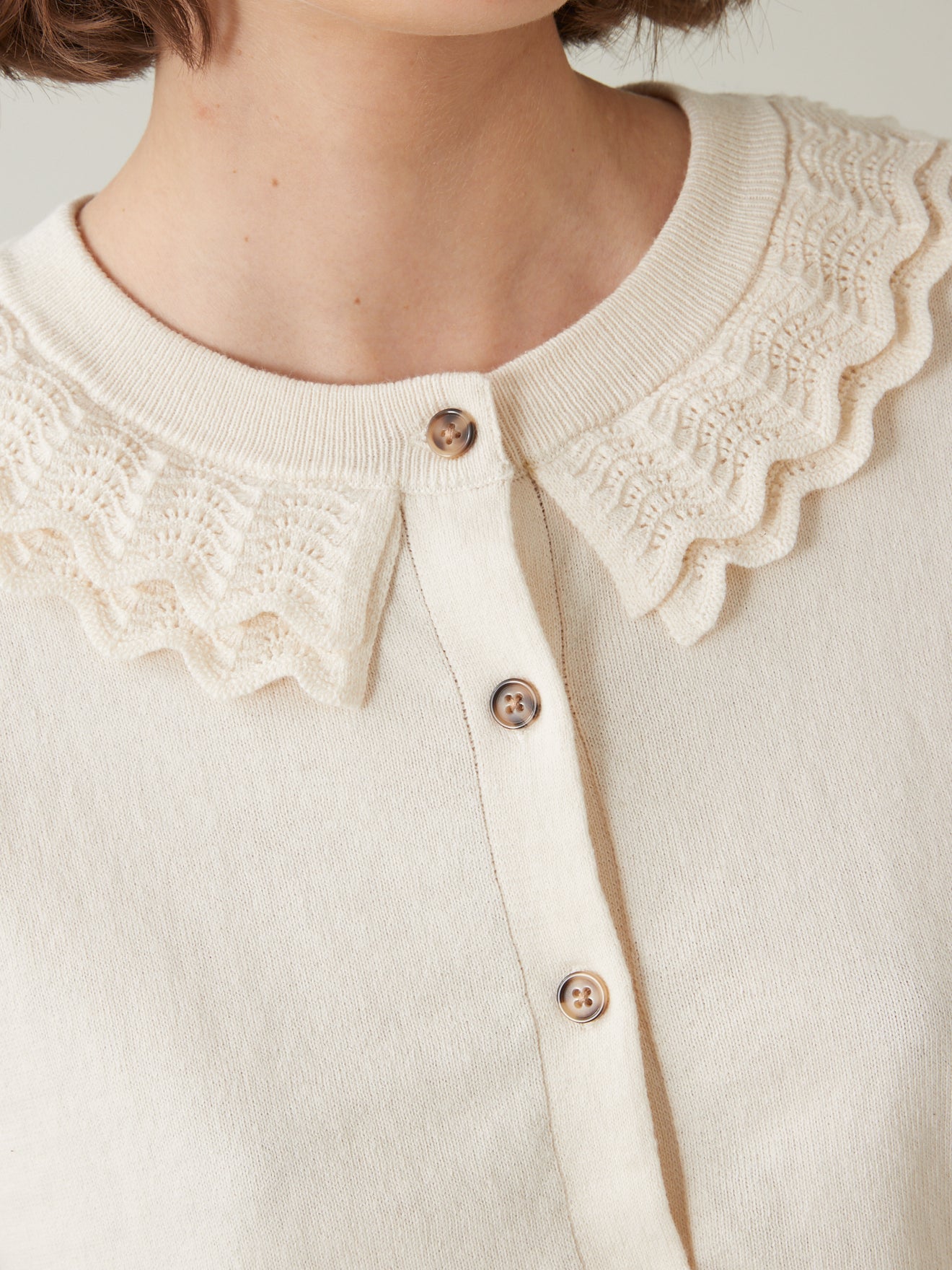 Cardigan collerette femme coton et cachemire