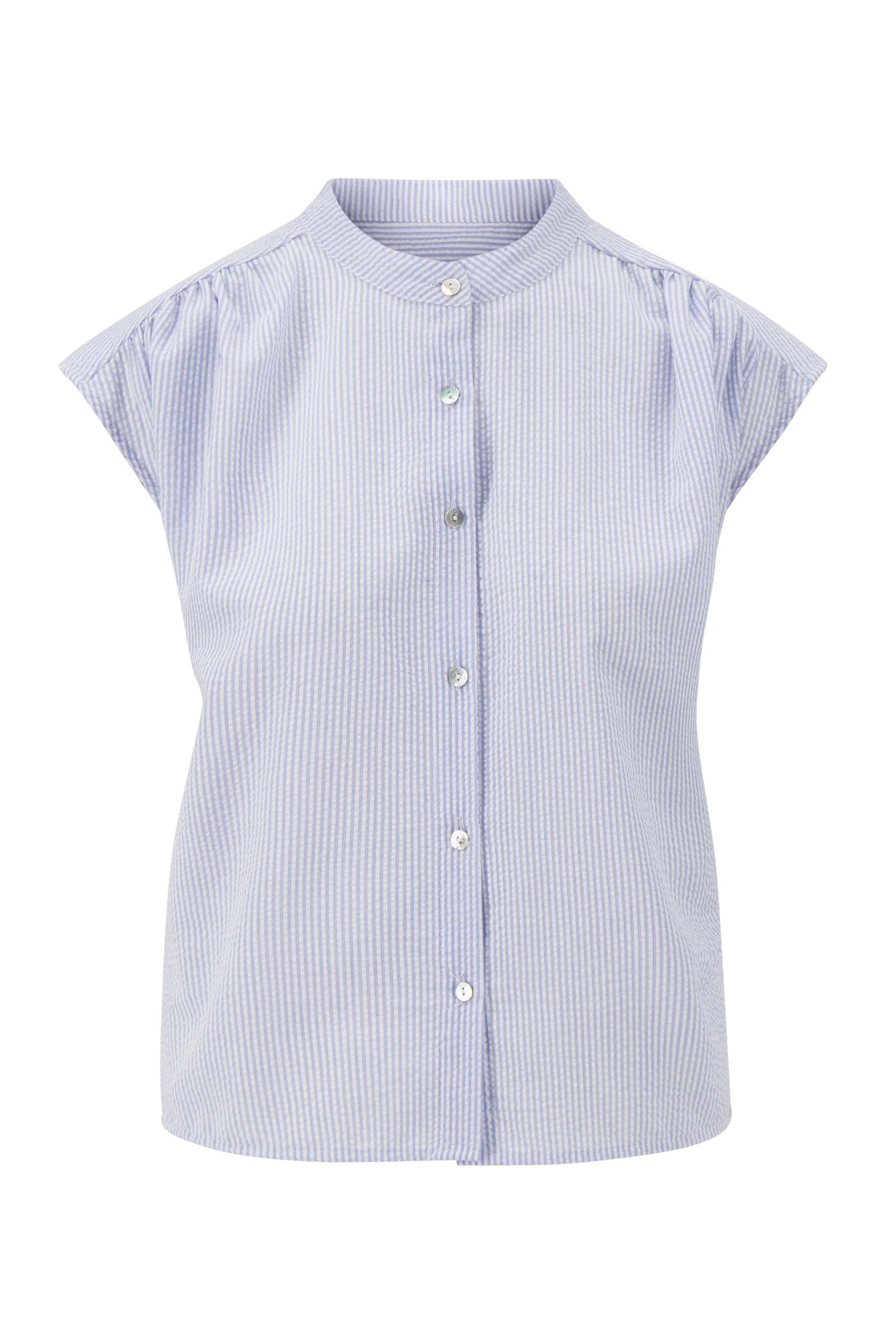seersucker streep blouse met borduur