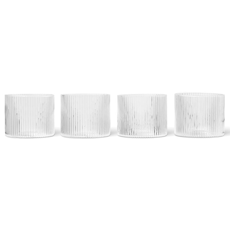 Ferm Living Ripple low glazen set van 4 Clear