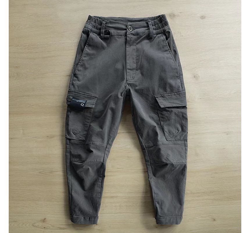 Sinlarity - Mid Rise Plain Tapered Cargo Pants