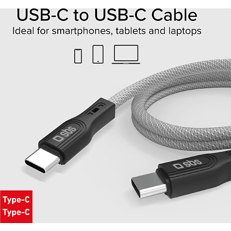 SBS magnetisk USB-C kabel 1 meter - grå