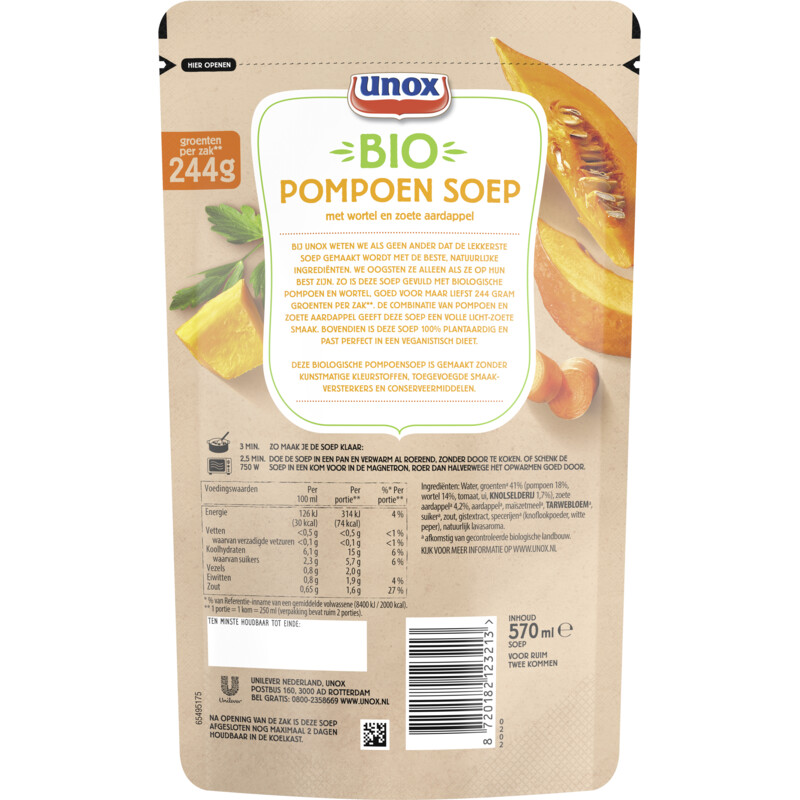 Unox Biologische pompoen soep