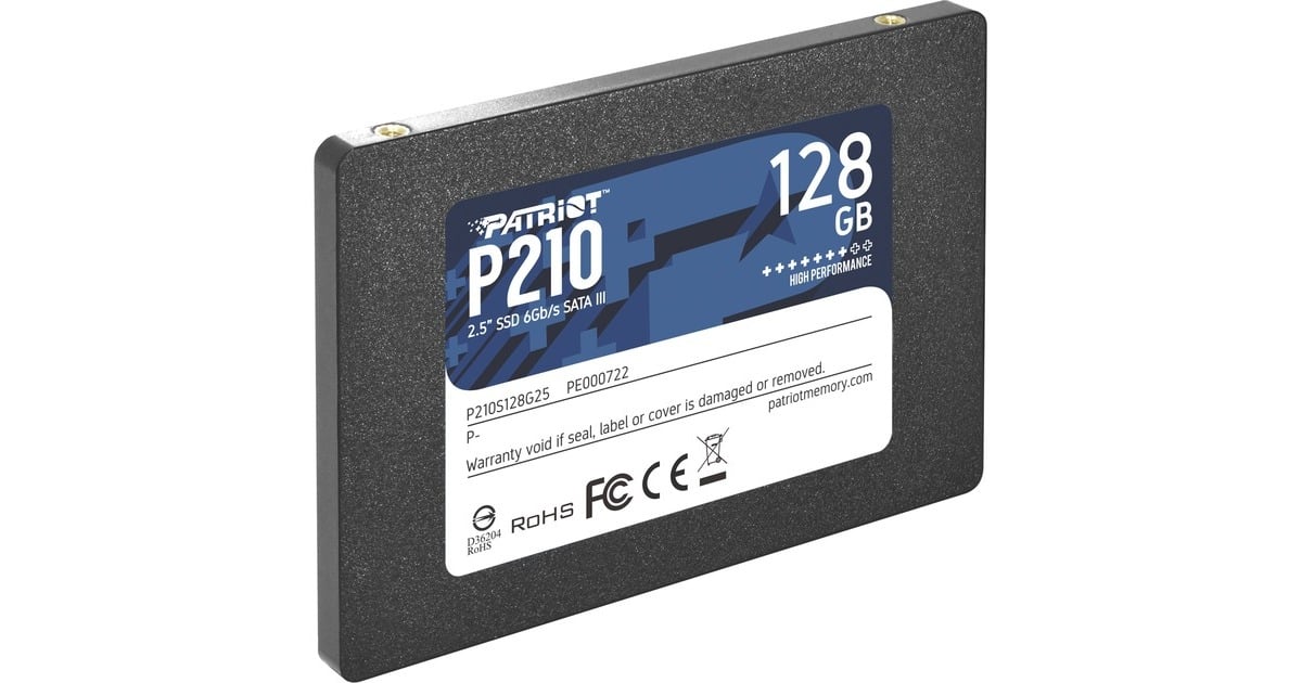 PatriotP210, 128 GB SSD  (Zwart, P210S128G25, SATA III)