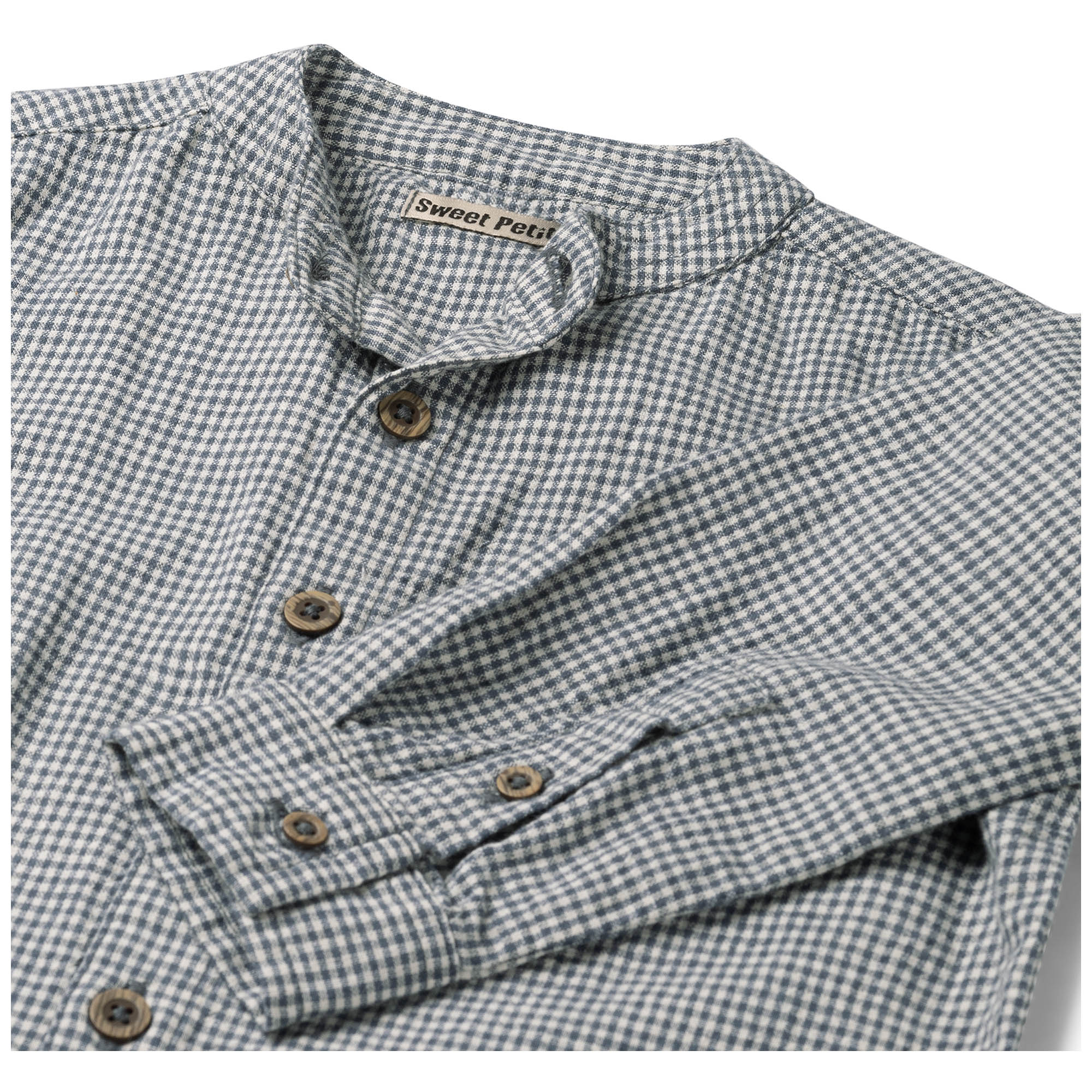Sweet Petit baby blouse Camiel lange mouwen ruit blauw