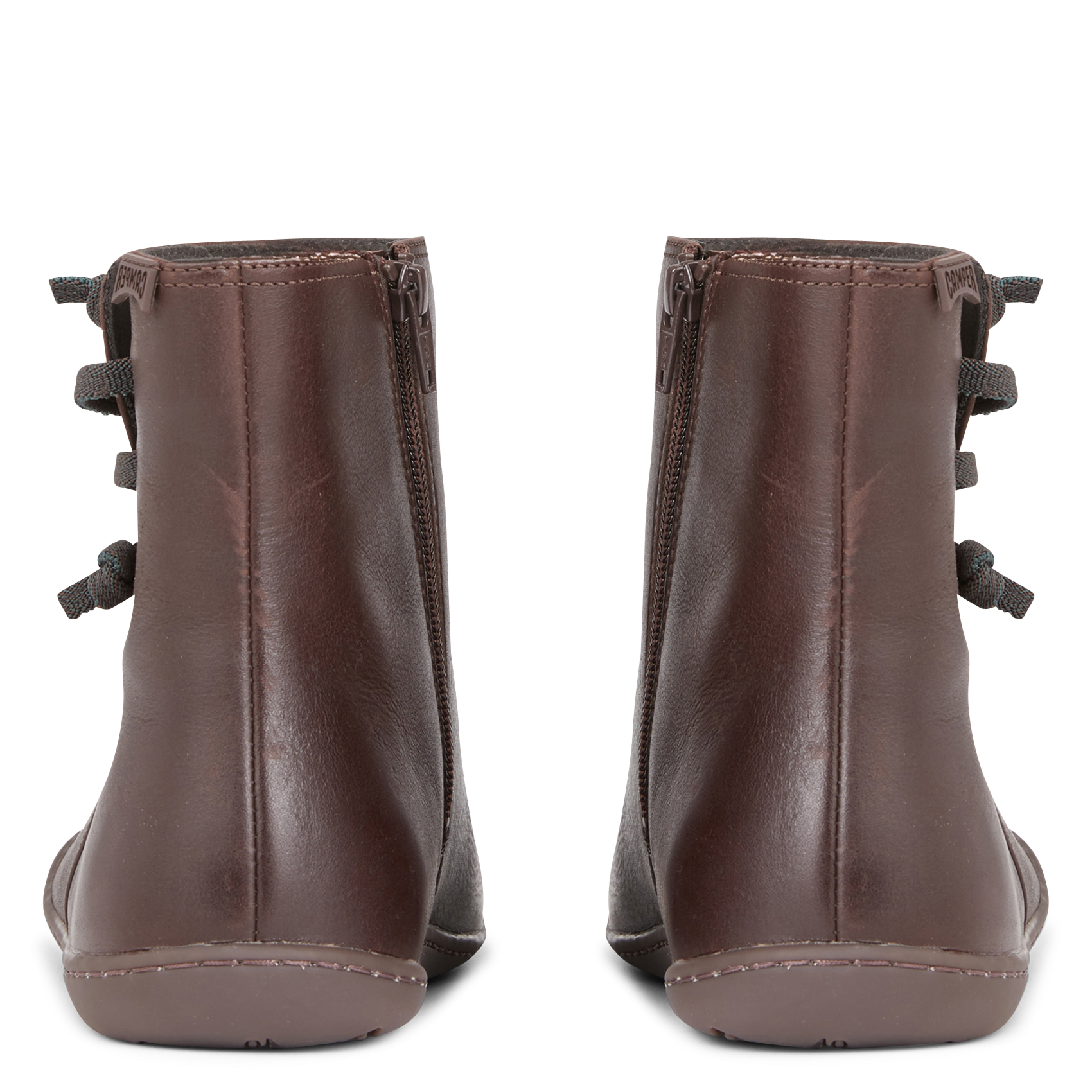 PEU CAMI - Bottines plates à bout rond en cuir | Marron