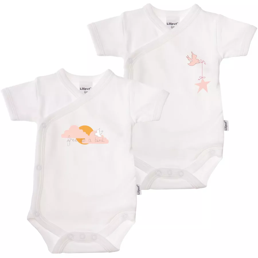 Liliput Kurzarm-Wickelbody 2er-Pack Birds weiß