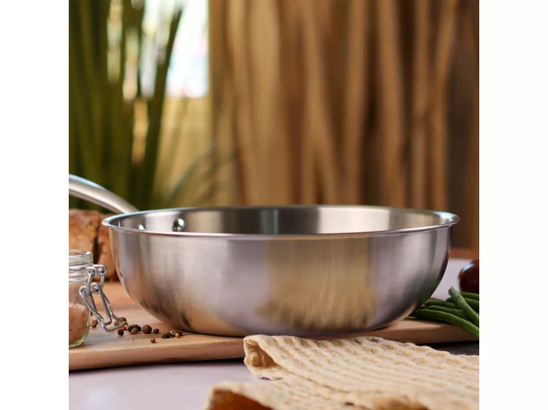 Menastyl - Wok Triply 28cm En Acier Inoxydable - Made In France