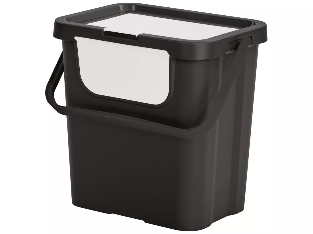 Poubelle 24L avec poignée noir/blanc 38,2x27,7x37