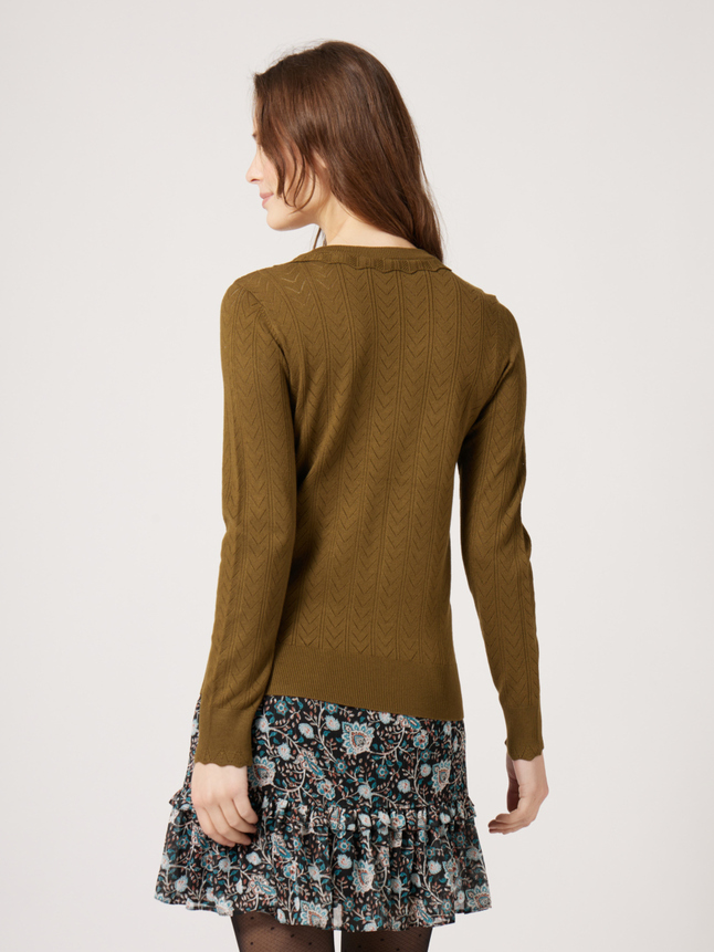 Pull col v ajouré