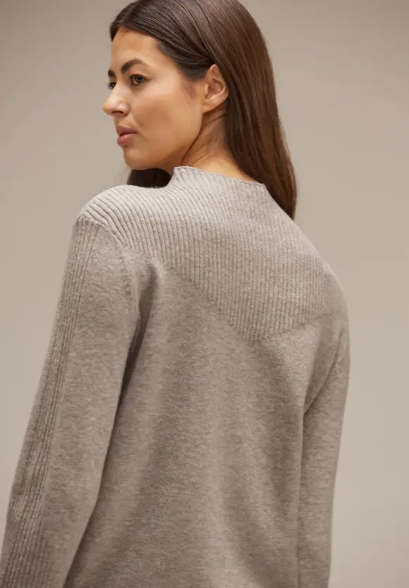 Pullover mit Rippstrick - whisper mocca melange