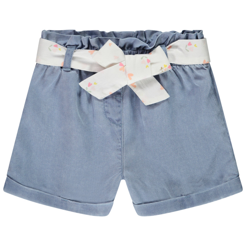Short en toile avec ceinture à nouer pour bébé fille