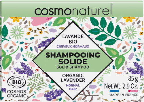Cosmo Naturel Shampoing Solide Cheveux Normaux Lavande Bio 85g