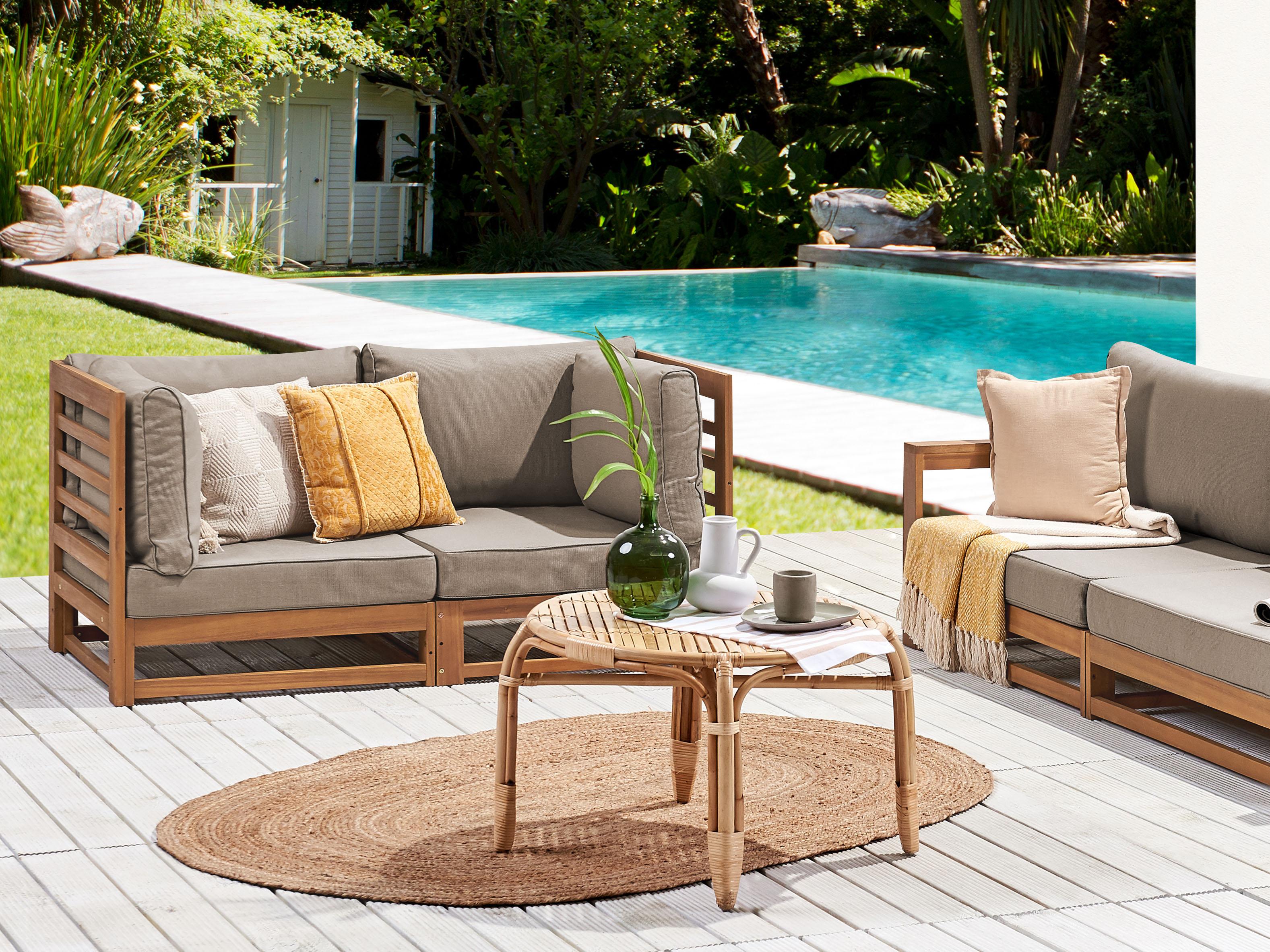 Tuin loungebank 2-zits TRANI modulair Gecertificeerd acaciahout Lichtbruin