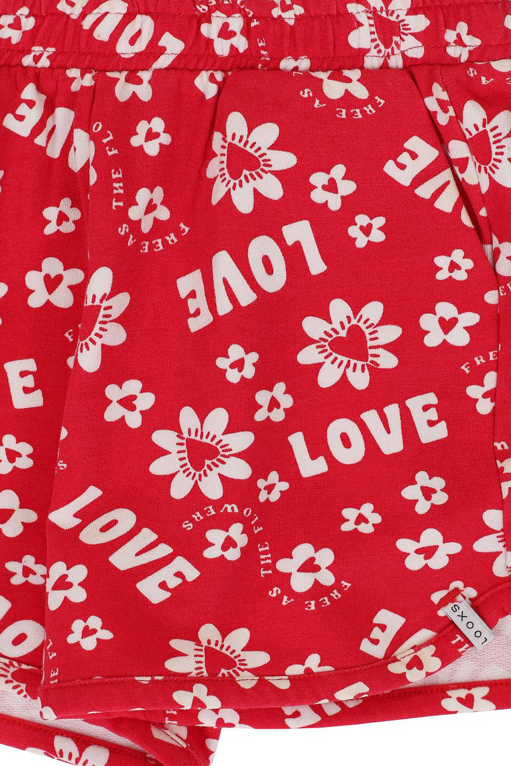 LOOXS casual short met all over print rood/wit