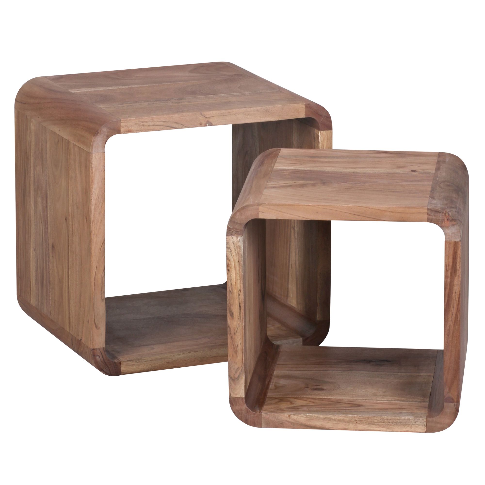KADIMA DESIGN Moderne Akazie Satztische 2er Set, Massivholz - Vielseitig & Handgefertigt