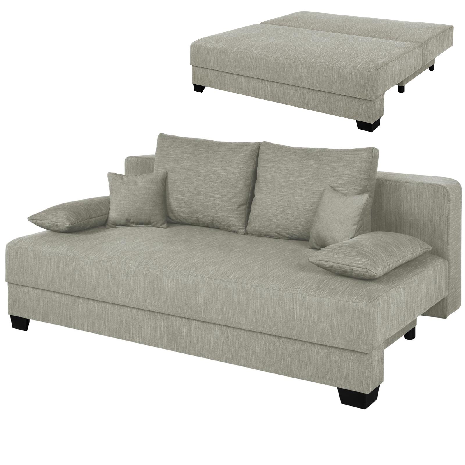 Boxspringsofa - beige - Dauerschläfer mit Staukasten