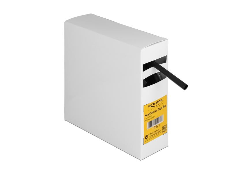 Delock Schrumpfschlauch Box mit Innenkleber, 5 m x 6.4 mm Delock Schrumpfschlauch Box, mit Innenkleber, Schrumpfungsrate 3:1, 5 m x 6.4 mm schwarz