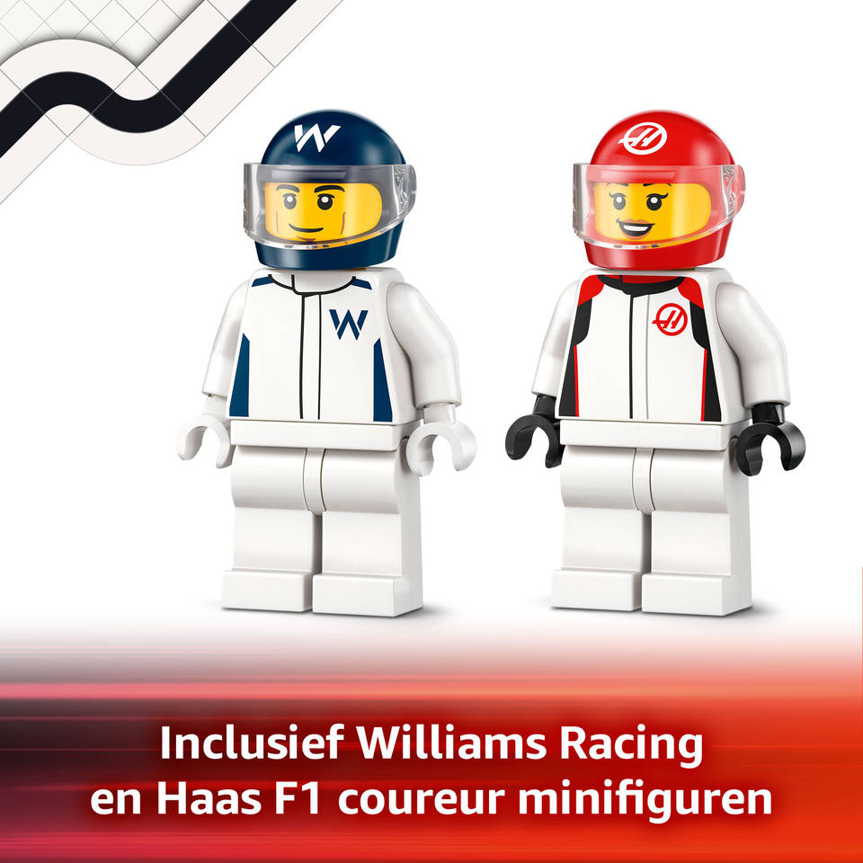 LEGO City F1 Williams Racing en Haas F1 racewagens 60464