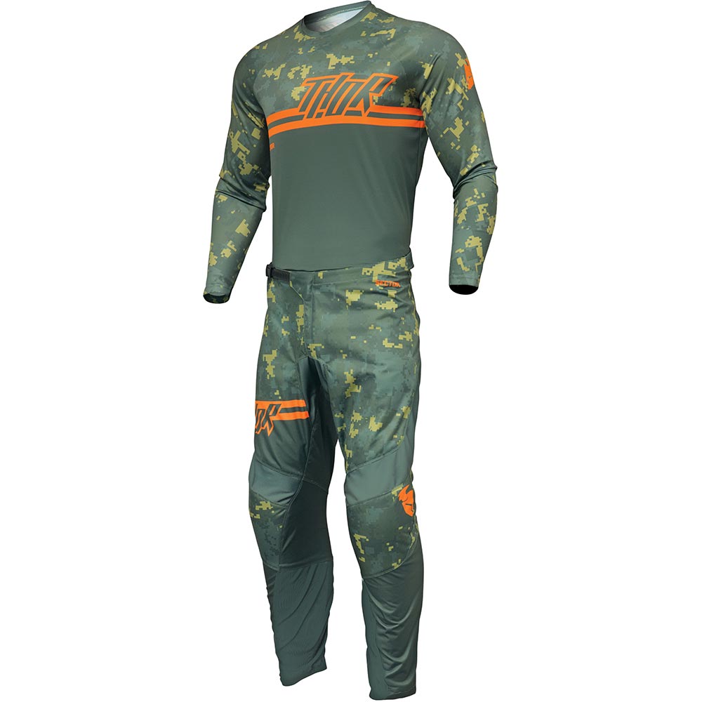 Thor Motocross - Maillot Sector Digi Camo Noir / Camouflage Vert / Orange