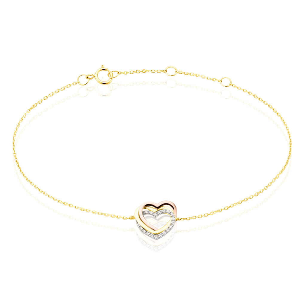 Bracelet Or Tricolore Anthime Oxydes De Zirconium
