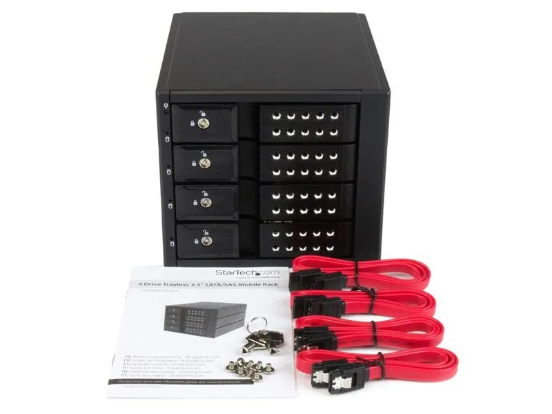 StarTech.com 4-Bay Mobile Rack Backplane - Trayless Hot Swap Mobile Rack Backplane for 3.5in SAS II/SATA III - 6 Gbps HDD (HSB4SATSASBA) - Lagrings mobil rack - 2.5