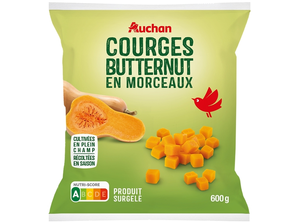 ABÓBORA BUTTERNUT AUCHAN EM PEDAÇOS 600 G