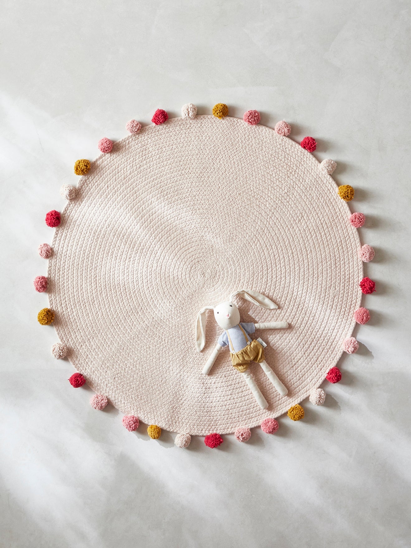Tapis rond pompons en coton