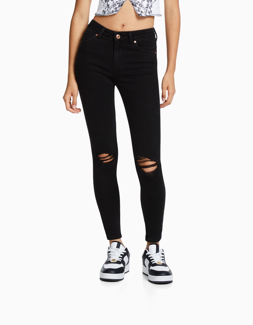 calça jeans skinny vintage de cintura baixa