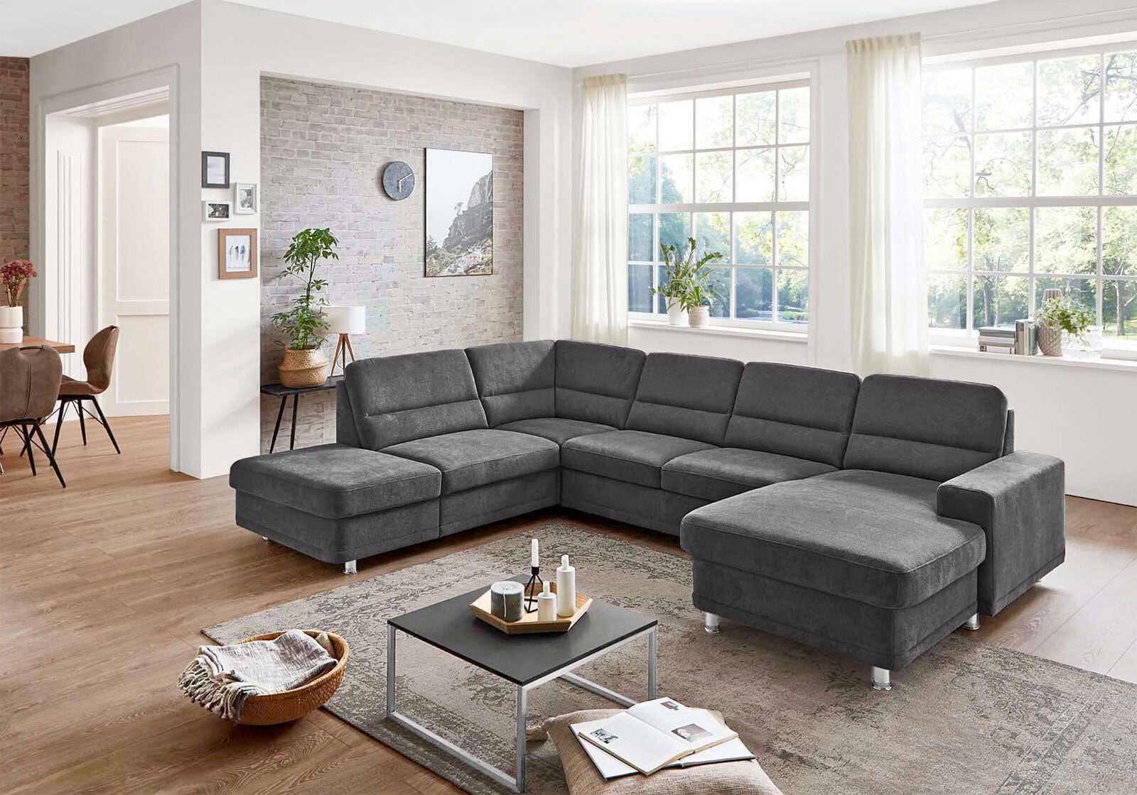 SYSTEMPOLSTER Wohnlandschaft 234 x 311 x 166 cmStoffbezug black