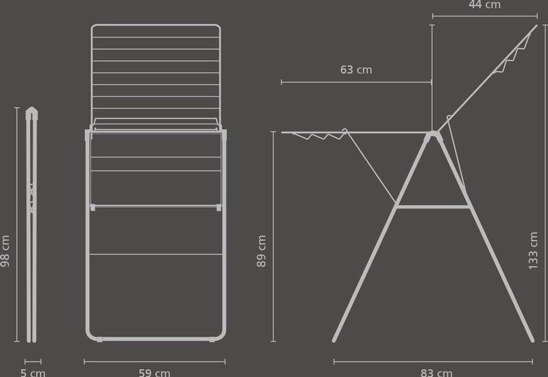 Brabantia HangOn Droogrek 20m Inklapbaar Wasrek Metallic Grey
