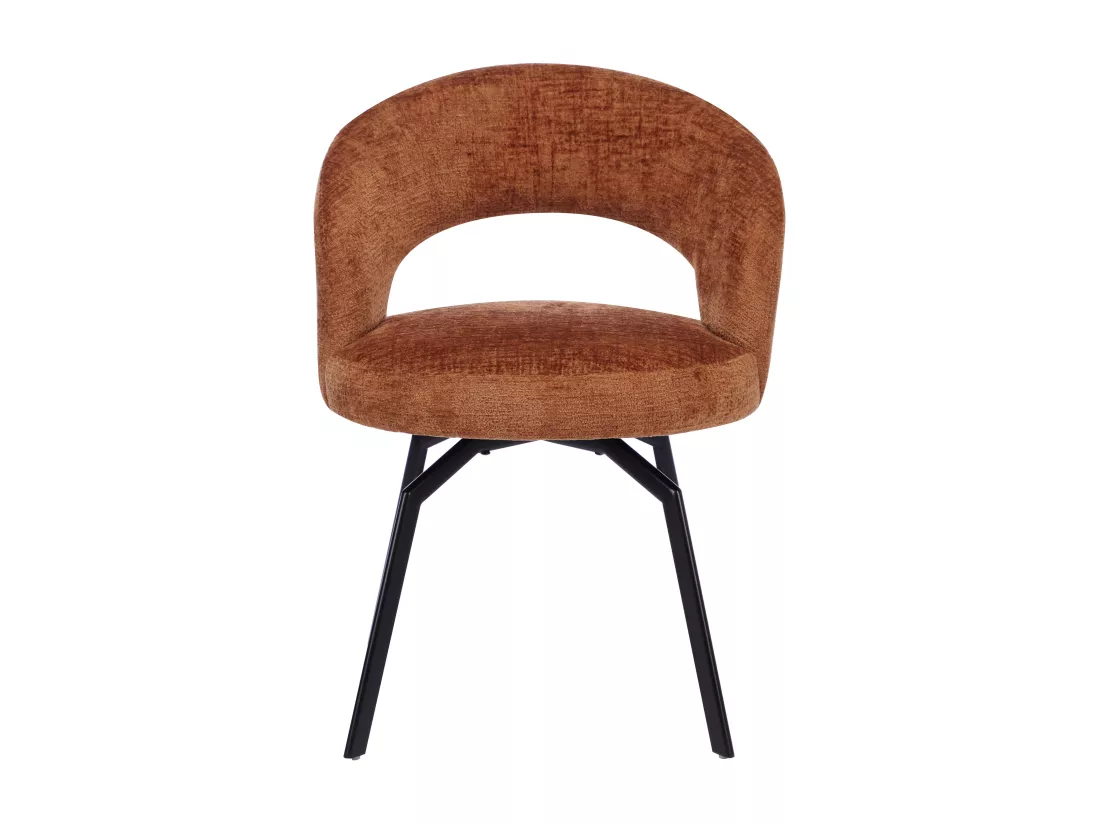 Lot de 2 chaises pivotantes en tissu texturé et métal noir - Terracotta - MILEANE