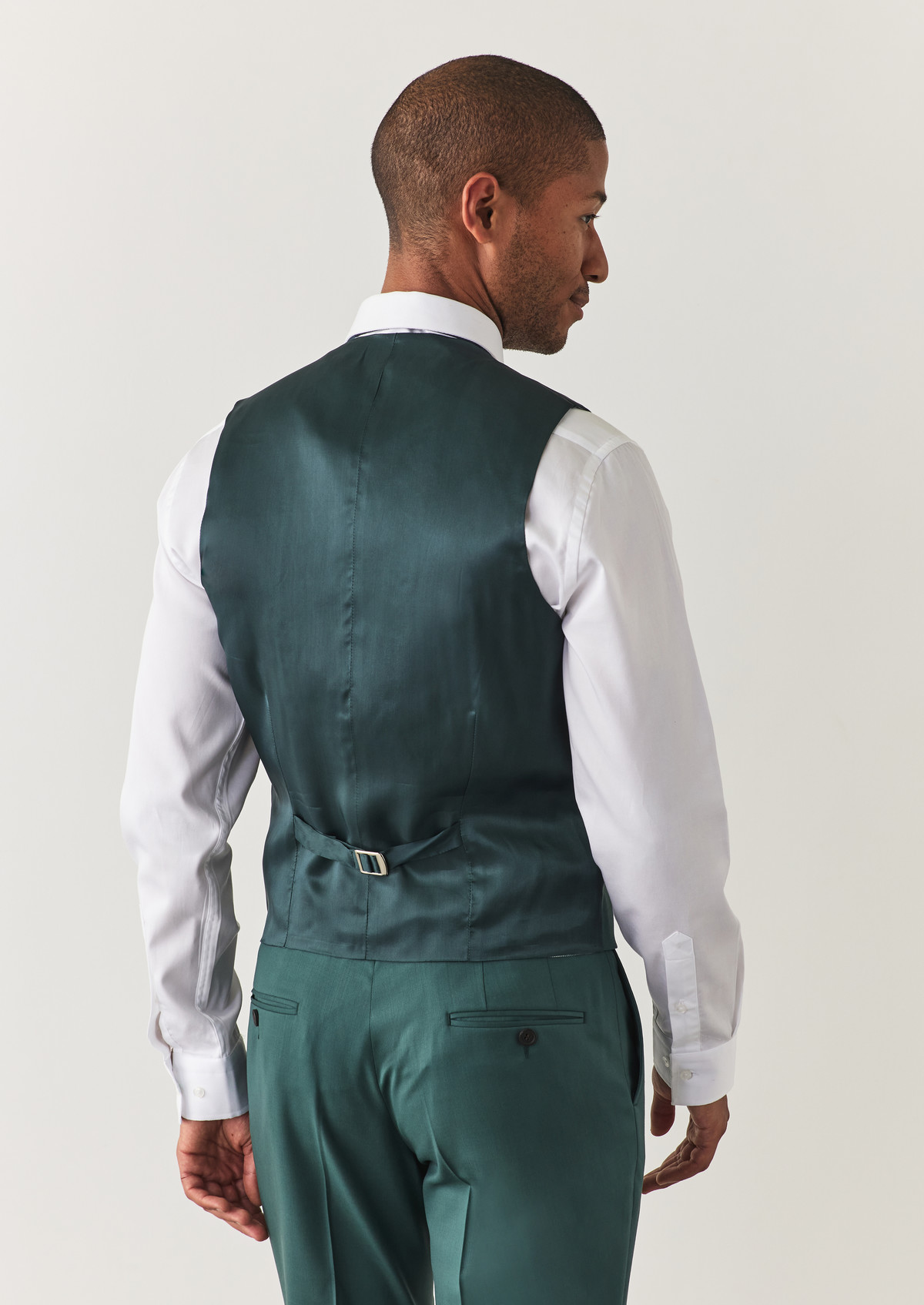 Gilet de costume en laine unie vert bouteille