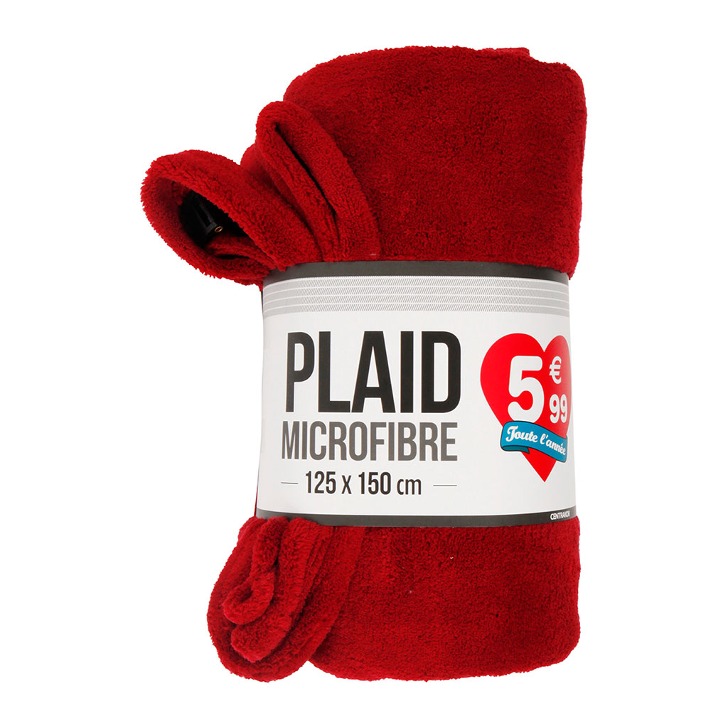 Plaid microfibre rouge 125x150cm