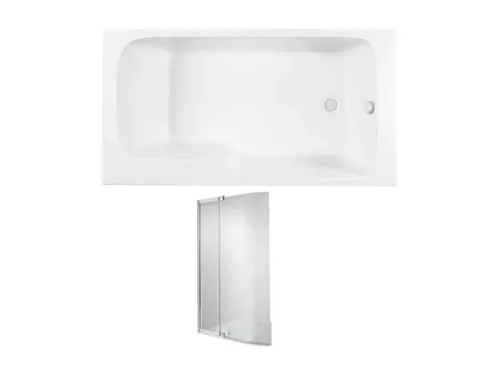 Baignoire bain douche JACOB DELAFON Malice antidérapante + pare bain 160 x 85, version droite