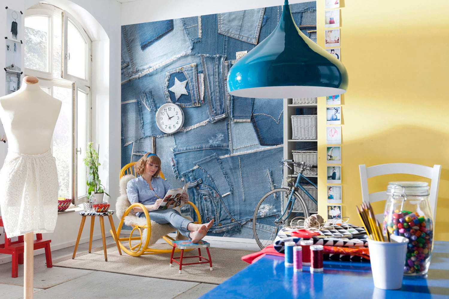 Komar Fototapete »Jeans - Grösse 368 x 254 cm« bedruckt glatt Wohnzimmer, Schlafzimmer